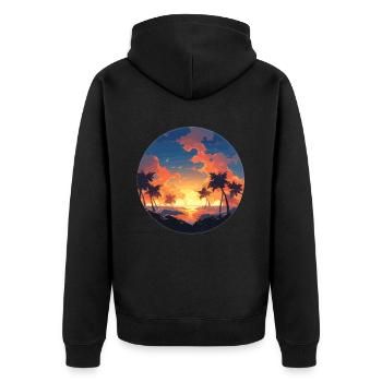 Coucher de soleil sur les palmiers - Veste à capuche bio Premium Unisexe - noir - Dos - Nico (187cm)