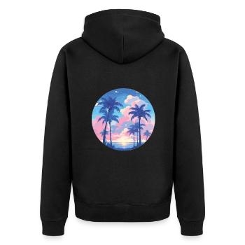 Palmiers Palmiers Coucher de soleil palmiers plage - Veste à capuche bio Premium Unisexe - noir - Dos - Nico (187cm)