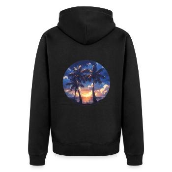 Palmier palmier palmier coucher de soleil palmier plage - Veste à capuche bio Premium Unisexe - noir - Dos - Nico (187cm)