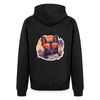 Vacances à la plage de bouledogue français - Veste à capuche bio Premium Unisexe - noir - Dos - Nico (187cm)