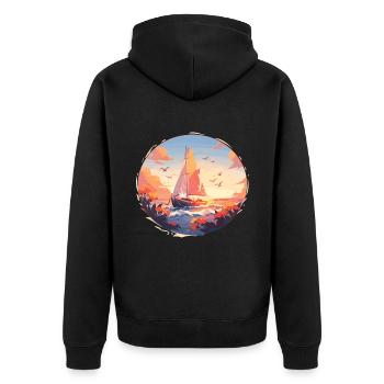 Voilier Voilier Coucher de soleil Voile - Veste à capuche bio Premium Unisexe - noir - Dos - Nico (187cm)