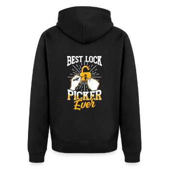 The Best Lock Picker Ever Lock Picking - Unisex Premium Organic Zip Hoodie - black - Back - Nico (187cm)