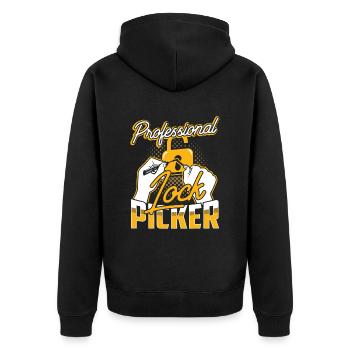 Professioneller Schlossknacker Lock Picker Knacken - Unisex Premium Bio Zip Hoodie - Schwarz - Hinten - Nico (187cm)