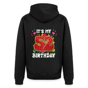 52nd Birthday Watermelon - Unisex Premium Organic Zip Hoodie - black - Back - Nico (187cm)