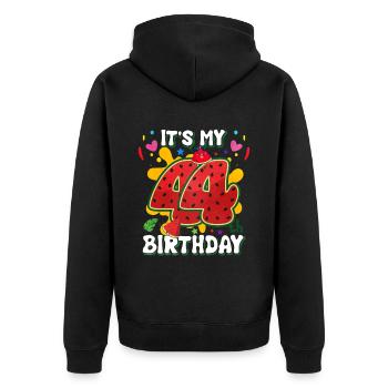 44th Birthday Watermelon - Unisex Premium Organic Zip Hoodie - black - Back - Nico (187cm)