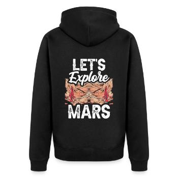 Let's explore the Mars Planet Space Astronaut - Unisex Premium Organic Zip Hoodie - black - Back - Nico (187cm)