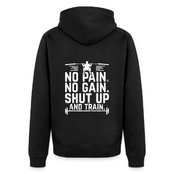 Pas de douleur - pas de gain! - Barbell Haltérophilie Rétro - Veste à capuche bio Premium Unisexe - noir - Dos - Nico (187cm)