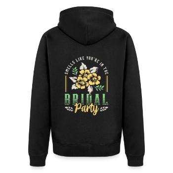 Maid Of Honor Smells Like You're In Wedding Party - Unisex Premium Bio Zip Hoodie - Schwarz - Hinten - Nico (187cm)