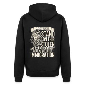 Journée des Amérindiens autochtones - Veste à capuche bio Premium Unisexe - noir - Dos - Nico (187cm)