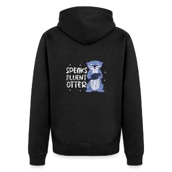 Otter - Unisex Premium Bio Zip Hoodie - Schwarz - Hinten - Nico (187cm)