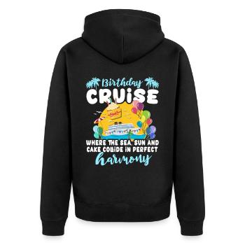 Cruise Birthday Sea Voyage - Unisex Premium Organic Zip Hoodie - black - Back - Nico (187cm)