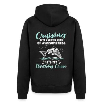 Cruise Birthday Sea Voyage - Unisex Premium Organic Zip Hoodie - black - Back - Nico (187cm)