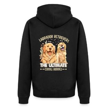 Labrador Retrievers the ultimate cuddle buddies - Unisex Premium Organic Zip Hoodie - black - Back - Nico (187cm)
