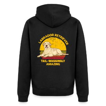 Labrador Retriever - Unisex Premium Organic Zip Hoodie - black - Back - Nico (187cm)