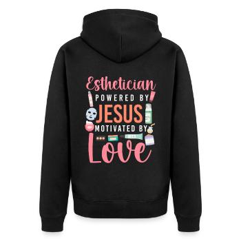 Cute Esthetician Skincare - Unisex Premium Organic Zip Hoodie - black - Back - Nico (187cm)