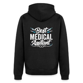 Bester Medizinischer Assistent Assistenz Beruf - Unisex Premium Bio Zip Hoodie - Schwarz - Hinten - Nico (187cm)