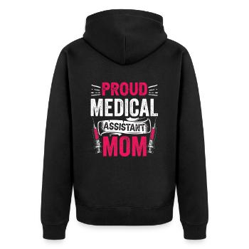 Stolze Medizinische Fachangestellte Mutter Beruf - Unisex Premium Bio Zip Hoodie - Schwarz - Hinten - Nico (187cm)