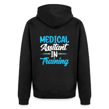 Medical Assistant In Training Assistance - Unisex Premium Organic Zip Hoodie - black - Back - Nico (187cm)