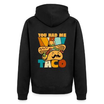 Taco Somberero Mexikanisch Mexiko Latino - Unisex Premium Bio Zip Hoodie - Schwarz - Hinten - Nico (187cm)