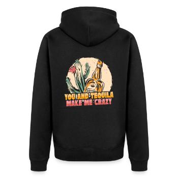 Tequila Alkohol Mexikanisch Mexiko Latino - Unisex Premium Bio Zip Hoodie - Schwarz - Hinten - Nico (187cm)