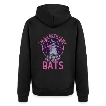 Satan Beelzebub Devil Gothic Pentagram Mystical - Unisex Premium Organic Zip Hoodie - black - Back - Nico (187cm)