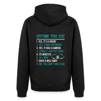 Drone Racing Before You Ask Multicopter Fpv Race - Unisex Premium Bio Zip Hoodie - Schwarz - Hinten - Nico (187cm)