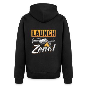 Drone Racing Launch Zone Drone Race Racing Machine - Unisex Premium Bio Zip Hoodie - Schwarz - Hinten - Nico (187cm)