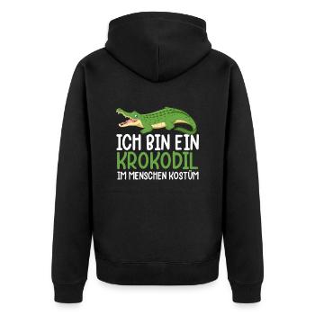 Ich Bin Ein Krokodil Im Menschen Kostüm - Unisex Premium Bio Zip Hoodie - Schwarz - Hinten - Nico (187cm)