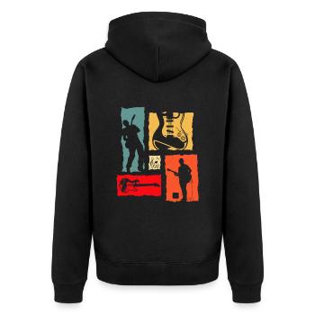 Gitarrenspieler Retro - Unisex Premium Bio Zip Hoodie - Schwarz - Hinten - Nico (187cm)