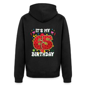 65e anniversaire Pastèque - Veste à capuche bio Premium Unisexe - noir - Dos - Nico (187cm)
