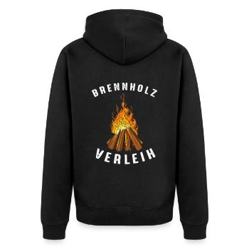 Brennholz Verleih - Unisex Premium Bio Zip Hoodie - Schwarz - Hinten - Nico (187cm)