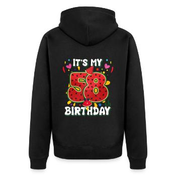 58th Birthday Watermelon - Unisex Premium Organic Zip Hoodie - black - Back - Nico (187cm)