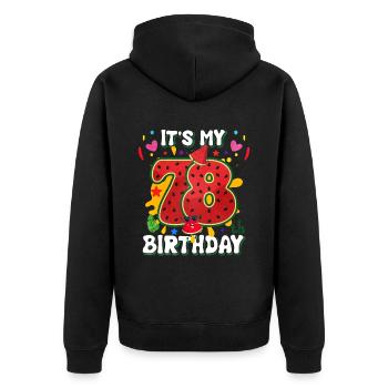 78th Birthday Watermelon - Unisex Premium Organic Zip Hoodie - black - Back - Nico (187cm)