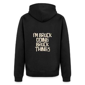 I'm Brock doing Brock things - Unisex Premium Bio Zip Hoodie - Schwarz - Hinten - Nico (187cm)