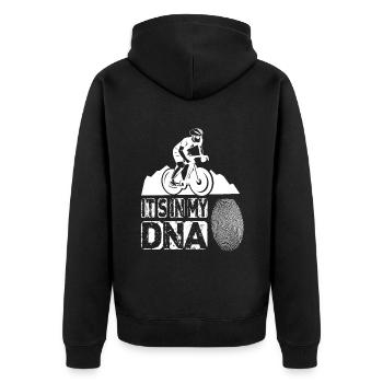 Rennrad fahren Its In My Dna - Unisex Premium Bio Zip Hoodie - Schwarz - Hinten - Nico (187cm)