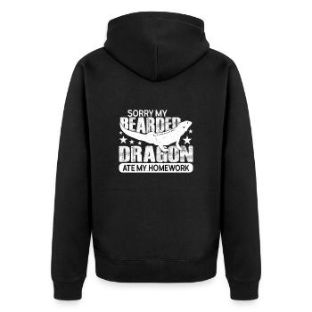 Bartagame Haustier Liebhaber Eidechse Besitzer Reptil - Unisex Premium Bio Zip Hoodie - Schwarz - Hinten - Nico (187cm)
