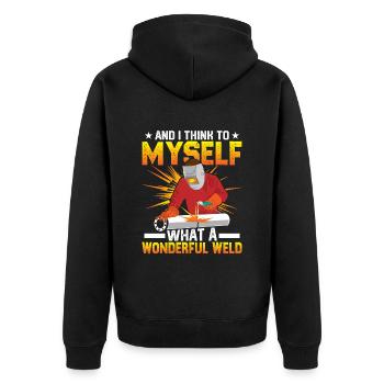 Welding Quote Men Welder Funny Dad Welding Worker - Unisex Premium Organic Zip Hoodie - black - Back - Nico (187cm)