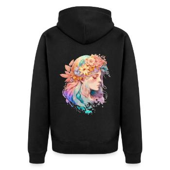 Citation de positivité de fille florale Santé mentale Awarene - Veste à capuche bio Premium Unisexe - noir - Dos - Nico (187cm)