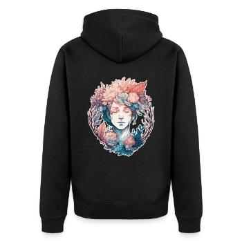 Spring Flower Crown Girl Cottagecore Fairy Aesthet - Veste à capuche bio Premium Unisexe - noir - Dos - Nico (187cm)