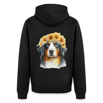 Mignon Bernese Mountain Sunflower Dog Breed Pet Pupp - Veste à capuche bio Premium Unisexe - noir - Dos - Nico (187cm)
