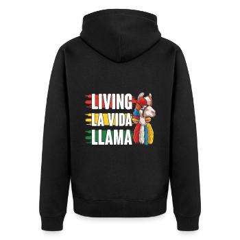 Bolivien Flagge Bolivianische Alpaka-liebhaber - Unisex Premium Bio Zip Hoodie - Schwarz - Hinten - Nico (187cm)