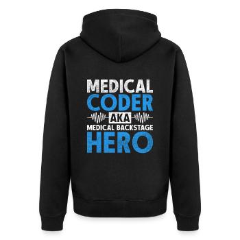 Coding Specialist Medical Encoder - Unisex Premium Organic Zip Hoodie - black - Back - Nico (187cm)