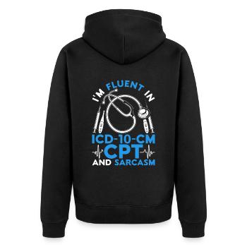 Kodierfachkraft ICD-10-CM CPT And Sarcasm - Unisex Premium Bio Zip Hoodie - Schwarz - Hinten - Nico (187cm)