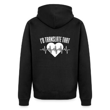 Kodierfachkraft I'd Translate That - Unisex Premium Bio Zip Hoodie - Schwarz - Hinten - Nico (187cm)