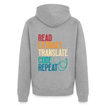 Coding Specialist Medical Encoder - Unisex Premium Organic Zip Hoodie - heather grey - Back - Nico (187cm)