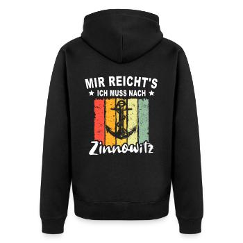 Zinnowitz Sprüche Zinnowitzer Spruch - Unisex Premium Bio Zip Hoodie - Schwarz - Hinten - Nico (187cm)