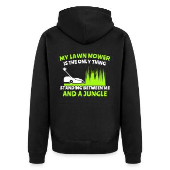 Rasenmäher Rasen Dschungel - Unisex Premium Bio Zip Hoodie - Schwarz - Hinten - Nico (187cm)