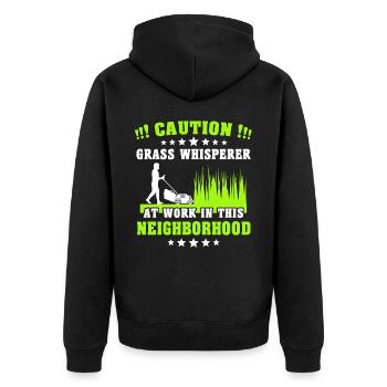 Rasenmäher Rasen Flüsterer - Unisex Premium Bio Zip Hoodie - Schwarz - Hinten - Nico (187cm)