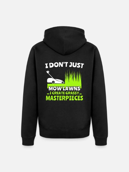 Lawn mowers mowing grass - Unisex Premium Organic Zip Hoodie - black