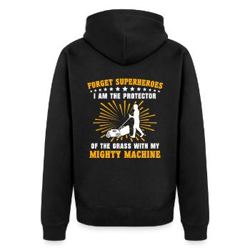 Rasenmäher Rasen Mähen - Unisex Premium Bio Zip Hoodie - Schwarz - Hinten - Nico (187cm)